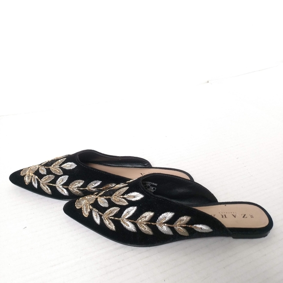 Zara Shoes - Zara embroidered velvet mules black size 7.5